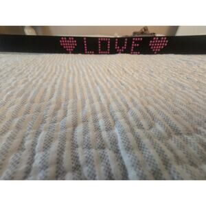Tilt Brand Black w/ Hot Pink Studs Belt Spells LOVE Sz Large Rock Goth Pride